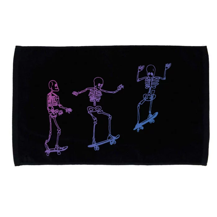 Skateboarding Skeleton Funny Skater Skating Aesthetic Gift Microfiber Hand Towel