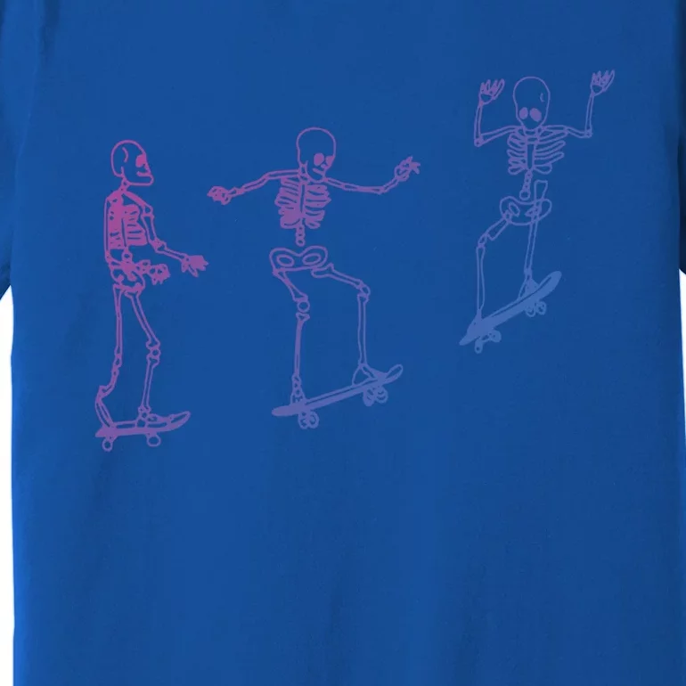 Skateboarding Skeleton Funny Skater Skating Aesthetic Gift Premium T-Shirt