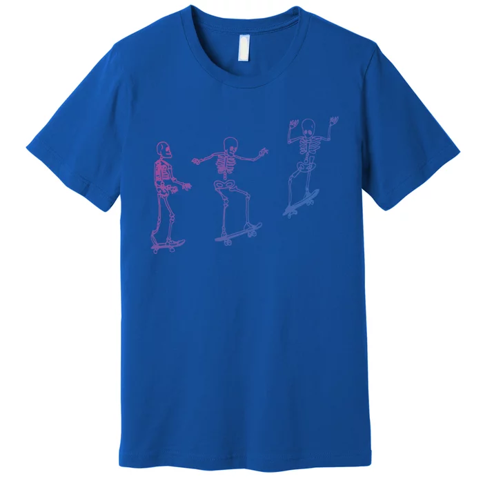 Skateboarding Skeleton Funny Skater Skating Aesthetic Gift Premium T-Shirt