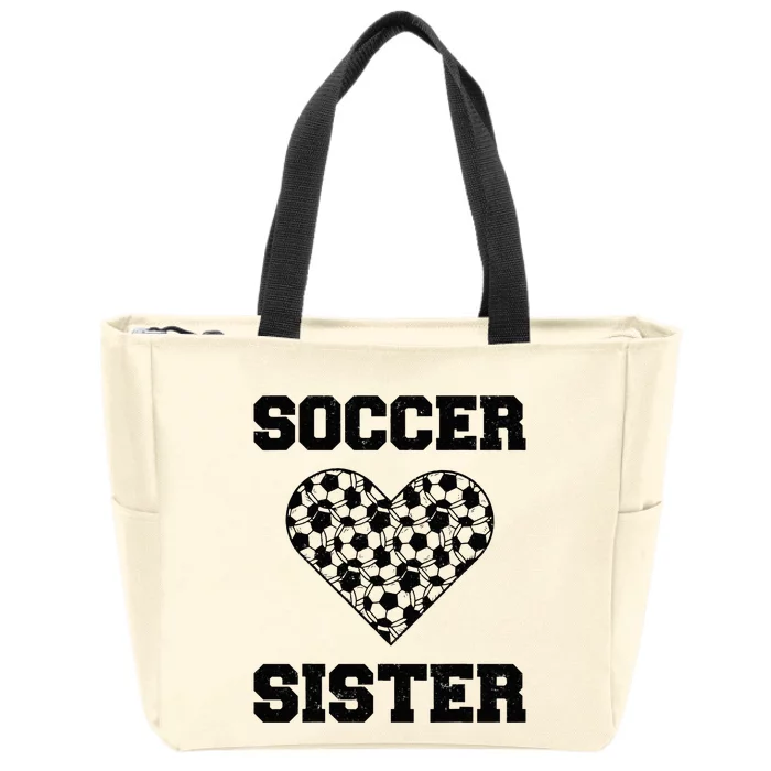 Soccer Sister Family Matching Sport Lover Soccer Ball Zip Tote Bag