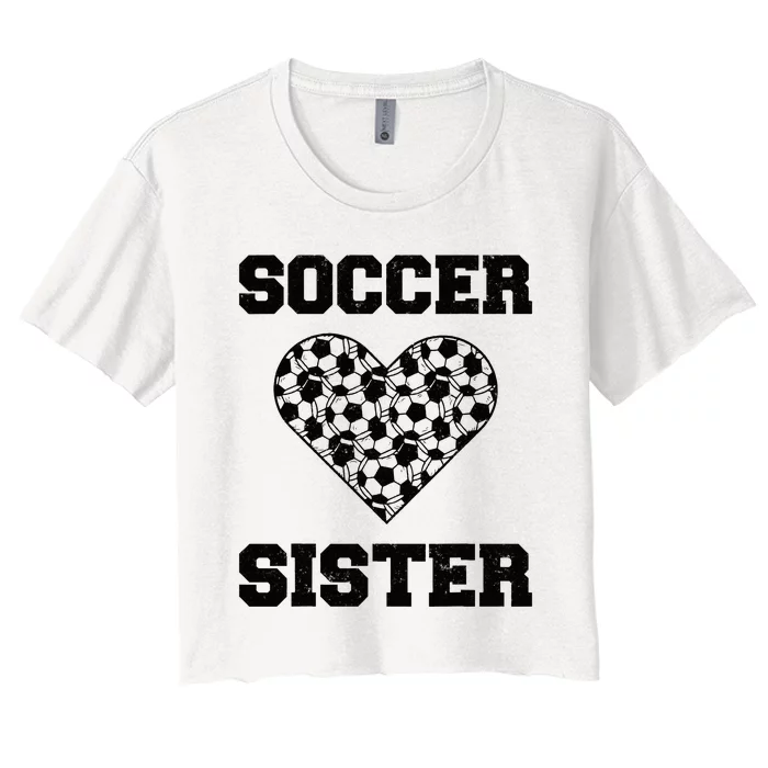 Soccer Sister Family Matching Sport Lover Soccer Ball Women's Crop Top Tee