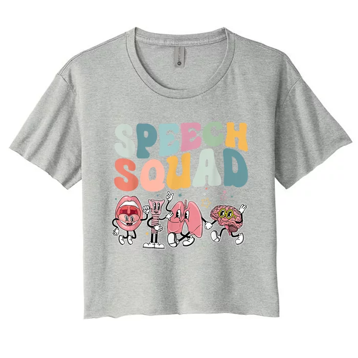 Speech Squad Funny Speech Therapy Speech Pathologist Women's Crop Top Tee