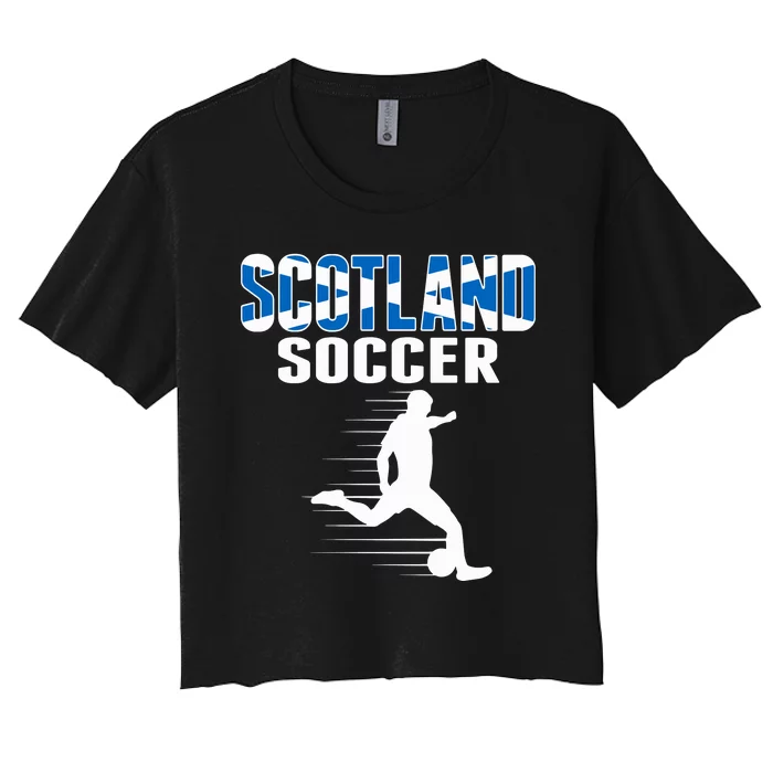 Scotland Soccer Fans Jersey Scottish Flag Football Lovers Women's Crop Top Tee