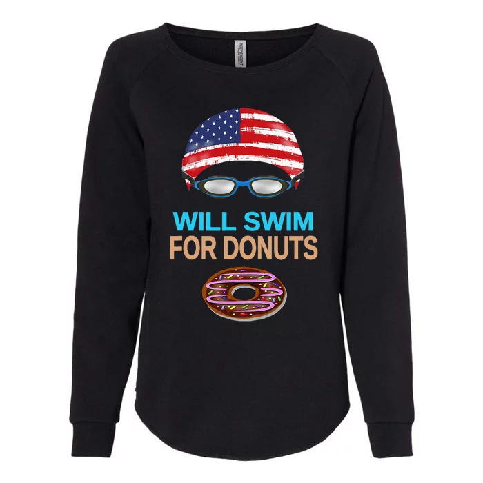 Swim Swimmer Funny Swimming Goggles Cap Donuts Womens California Wash Sweatshirt