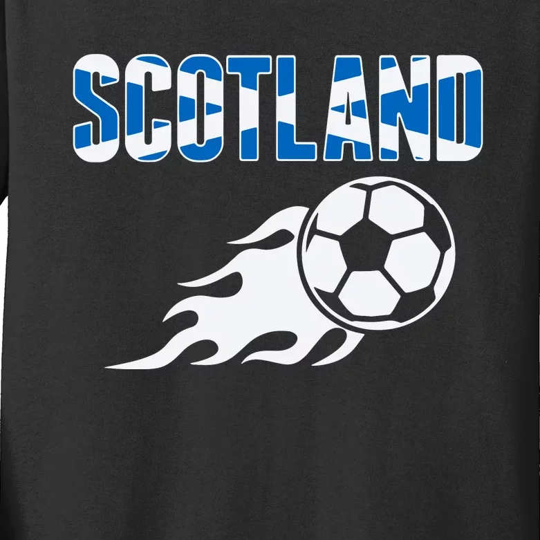 Scotland Soccer Fans Jersey Scottish Flag Football Lovers Kids Long Sleeve Shirt