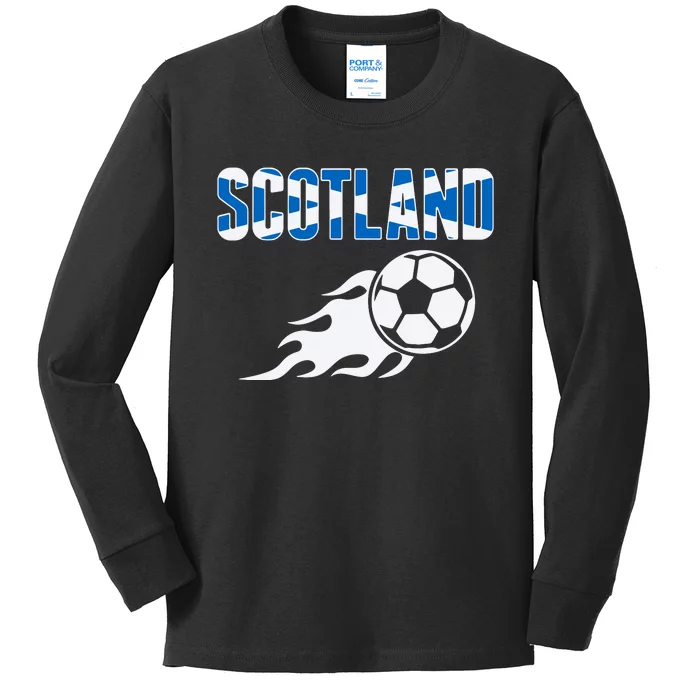 Scotland Soccer Fans Jersey Scottish Flag Football Lovers Kids Long Sleeve Shirt