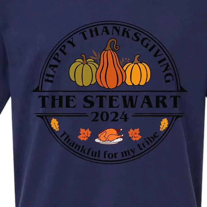 Stewart Surname Family Matching Happy Thanksgiving 2024 Sueded Cloud Jersey T-Shirt