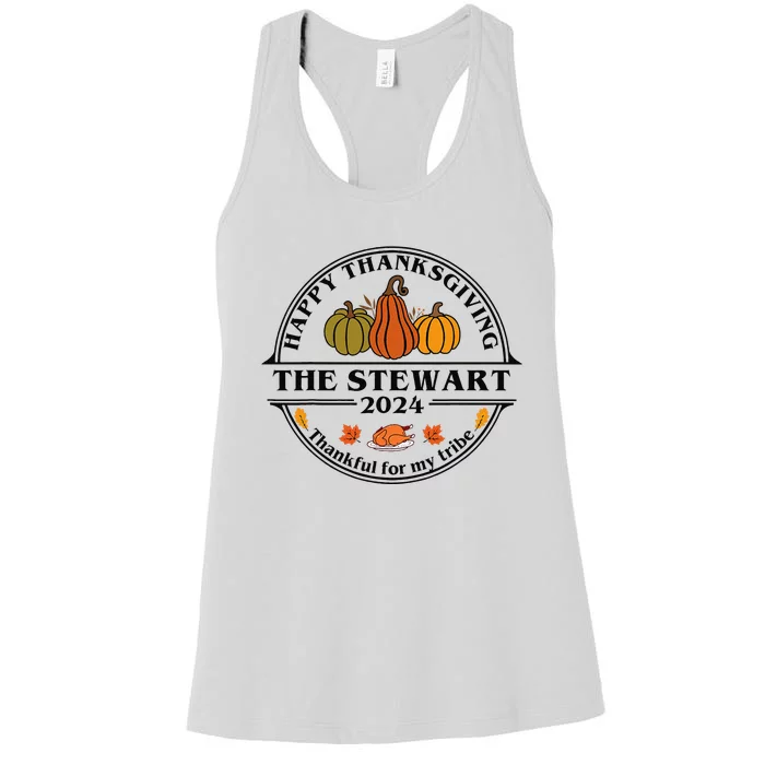 Stewart Surname Family Matching Happy Thanksgiving 2024 Women's Racerback Tank