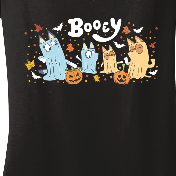 Spooky Season Funny Ghost Booey Halloween Family Matching Women's V-Neck T-Shirt