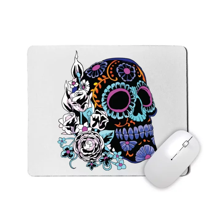 Sugar Skull Flowers Day Of The Dead Dia Muertos Gift Idea Mousepad