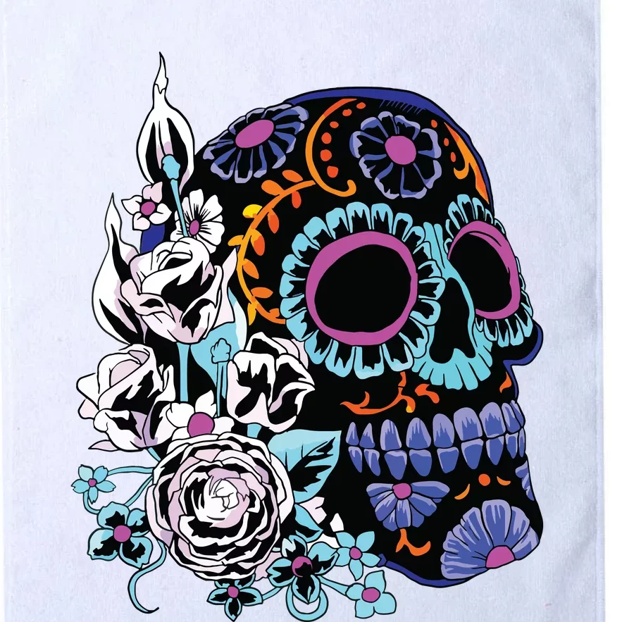 Sugar Skull Flowers Day Of The Dead Dia Muertos Gift Idea Platinum Collection Golf Towel