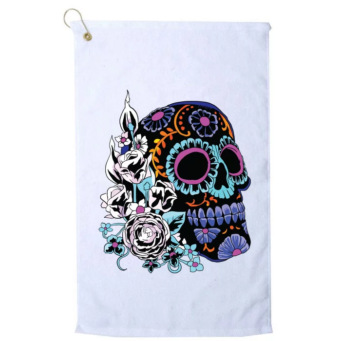 Sugar Skull Flowers Day Of The Dead Dia Muertos Gift Idea Platinum Collection Golf Towel