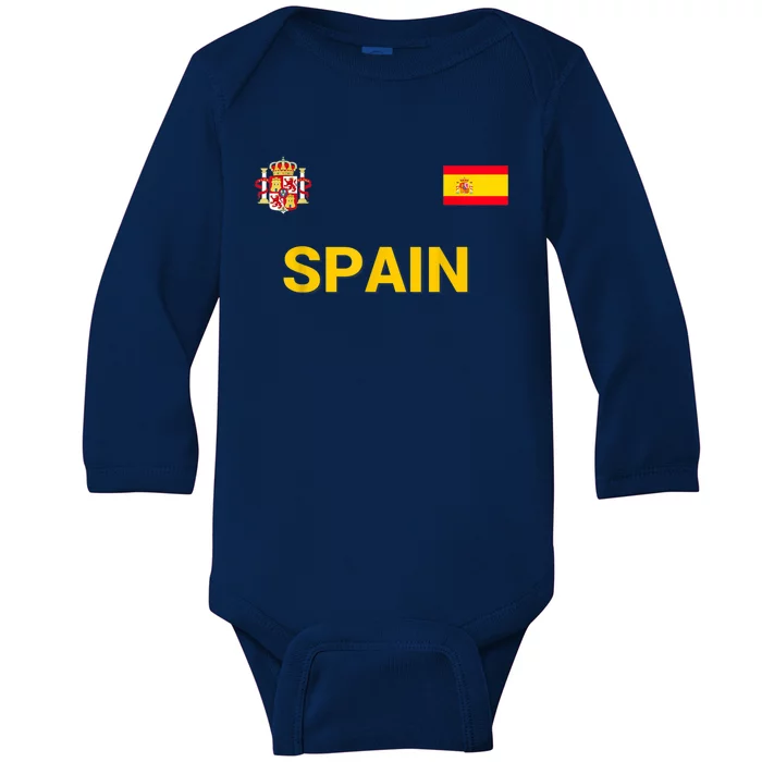 Spain Shirt-Espana Flag Jersey Soccer -Football Baby Long Sleeve Bodysuit