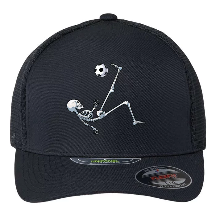 Skeleton Soccer Football Halloween Costume Gifts Flexfit Unipanel Trucker Cap