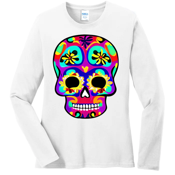 Sugar Skull Funny Cinco De Mayo Ladies Long Sleeve Shirt