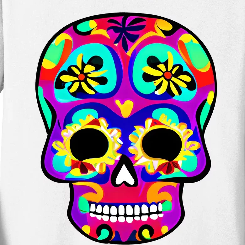 Sugar Skull Funny Cinco De Mayo Kids Long Sleeve Shirt