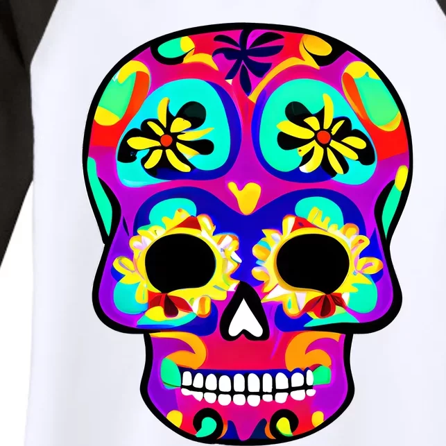 Sugar Skull Funny Cinco De Mayo Women's Tri-Blend 3/4-Sleeve Raglan Shirt