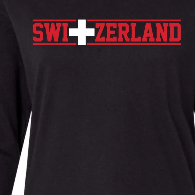 Switzerland Swiss Flag Travel Souvenir Gift Womens Cotton Relaxed Long Sleeve T-Shirt