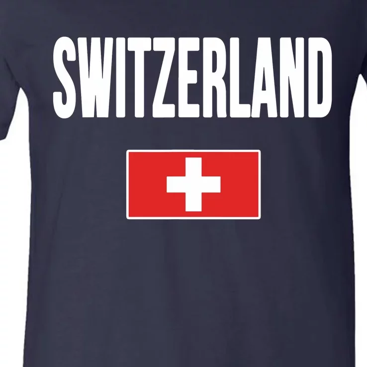 Switzerland Swiss Flag V-Neck T-Shirt