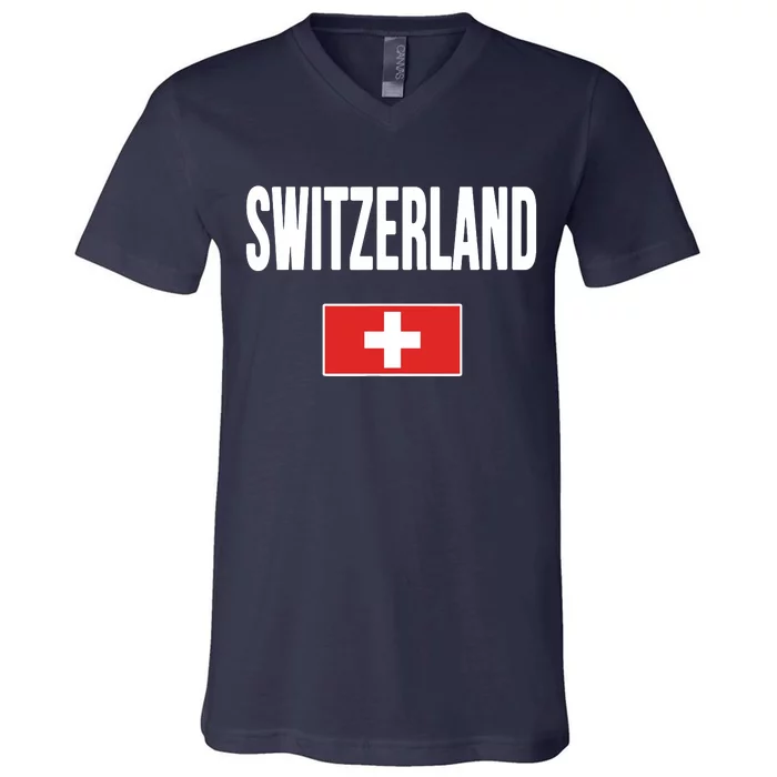 Switzerland Swiss Flag V-Neck T-Shirt