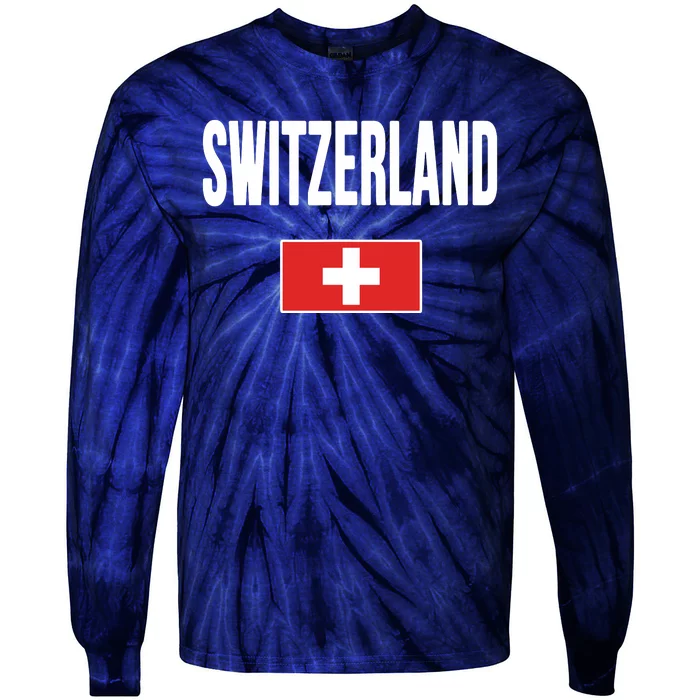 Switzerland Swiss Flag Tie-Dye Long Sleeve Shirt