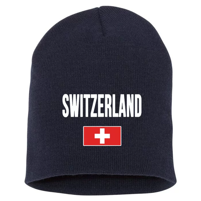 Switzerland Swiss Flag Short Acrylic Beanie