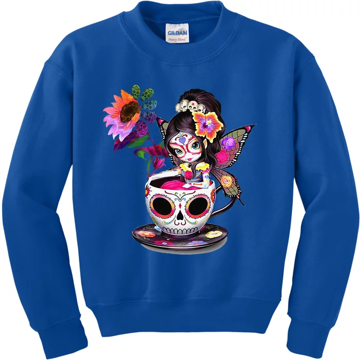 Sugar Skullinspired Fairy Figurine Halloween Decoration Kids Sweatshirt