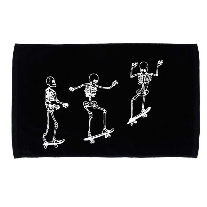 Skateboarding Skeleton Funny Skater Skating Aesthetic Funny Gift Microfiber Hand Towel