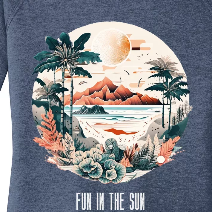 Summer Saying Fun In The Sun Tropical Beach Vacation Gift Women's Perfect Tri Tunic Long Sleeve Shirt