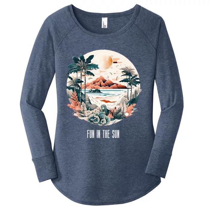 Summer Saying Fun In The Sun Tropical Beach Vacation Gift Women's Perfect Tri Tunic Long Sleeve Shirt