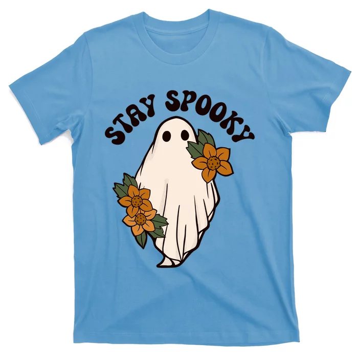 Stay Spooky Floral Ghost Funny Halloween Spooky Season Boo Funny Gift T-Shirt