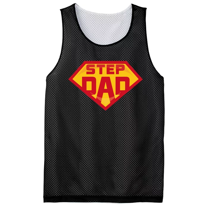 Super Stepdad Funny Hero Step Dad Birthday Fathers Day Mesh Reversible Basketball Jersey Tank