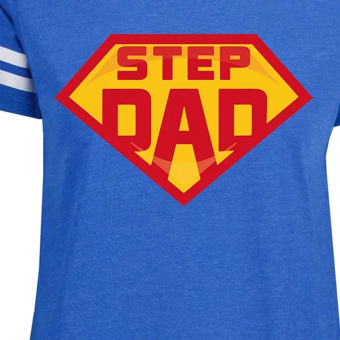 Super Stepdad Funny Hero Step Dad Birthday Fathers Day Enza Ladies Jersey Football T-Shirt