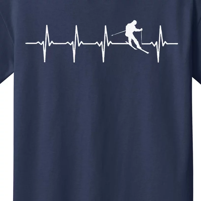 Skiing sport funny Ski Heartbeat gift for skiers Kids T-Shirt