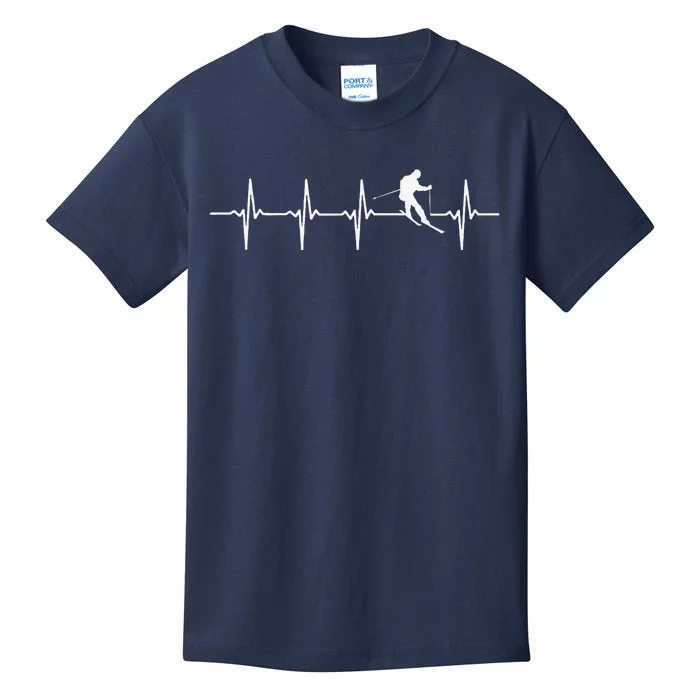 Skiing sport funny Ski Heartbeat gift for skiers Kids T-Shirt