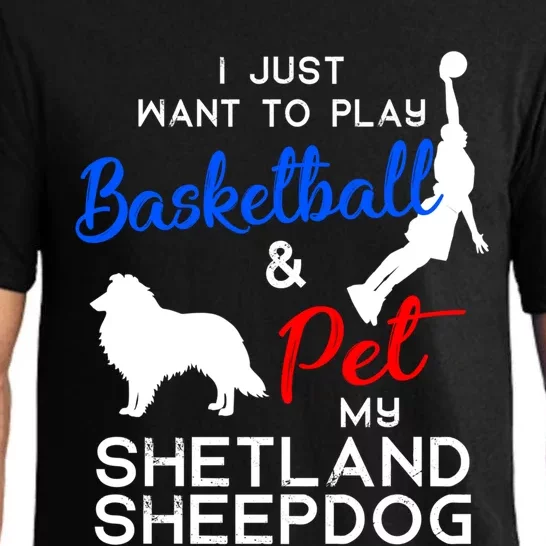 Shetland Sheepdog Funny Basketball Dog Owner Lover Xmas Gift Cool Gift Pajama Set