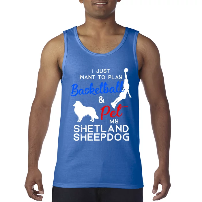 Shetland Sheepdog Funny Basketball Dog Owner Lover Xmas Gift Cool Gift Tank Top