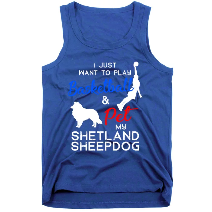 Shetland Sheepdog Funny Basketball Dog Owner Lover Xmas Gift Cool Gift Tank Top