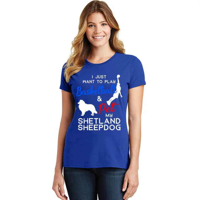 Shetland Sheepdog Funny Basketball Dog Owner Lover Xmas Gift Cool Gift Women's T-Shirt