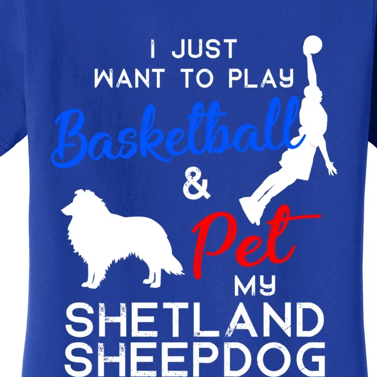 Shetland Sheepdog Funny Basketball Dog Owner Lover Xmas Gift Cool Gift Women's T-Shirt