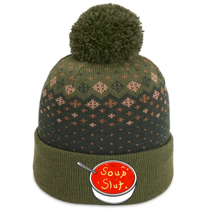 Soup Slut Funny Soup Graphic Saying The Baniff Cuffed Pom Beanie