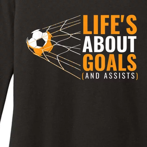 Soccer Shirt for Boys | 'Life's About Goals' | Boys Soccer Womens CVC Long Sleeve Shirt