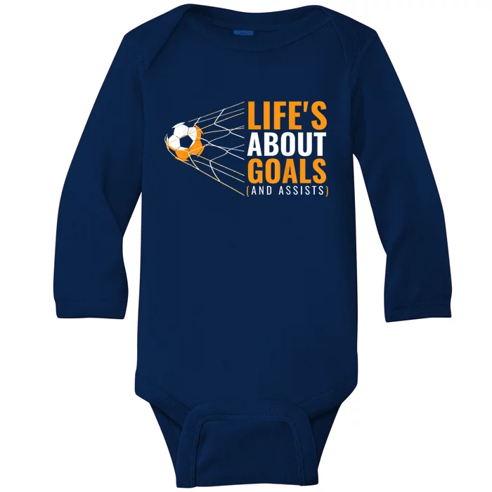 Soccer Shirt for Boys | 'Life's About Goals' | Boys Soccer Baby Long Sleeve Bodysuit