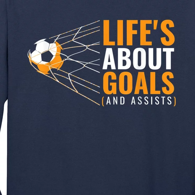 Soccer Shirt for Boys | 'Life's About Goals' | Boys Soccer Tall Long Sleeve T-Shirt