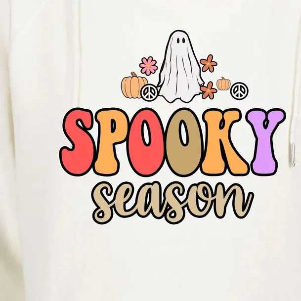 Spooky Season Floral Hippie Ghost Womens Funnel Neck Pullover Hood