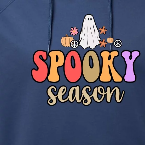 Spooky Season Floral Hippie Ghost Performance Fleece Hoodie