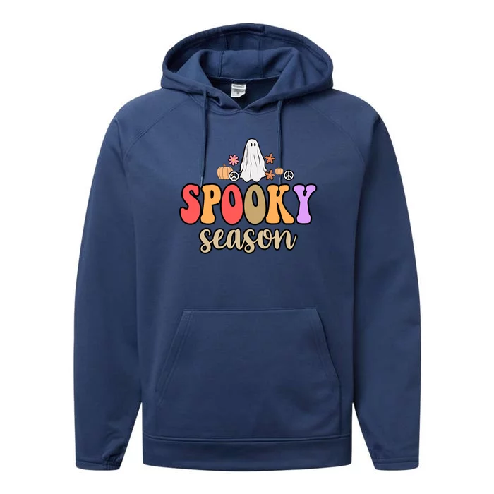 Spooky Season Floral Hippie Ghost Performance Fleece Hoodie