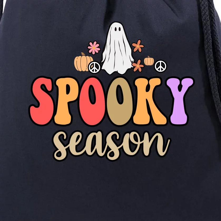 Spooky Season Floral Hippie Ghost Drawstring Bag