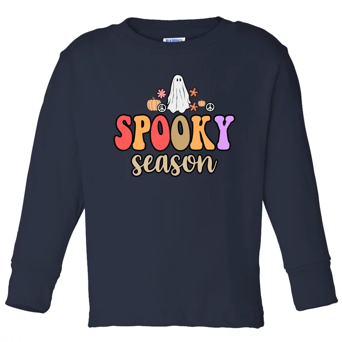 Spooky Season Floral Hippie Ghost Toddler Long Sleeve Shirt