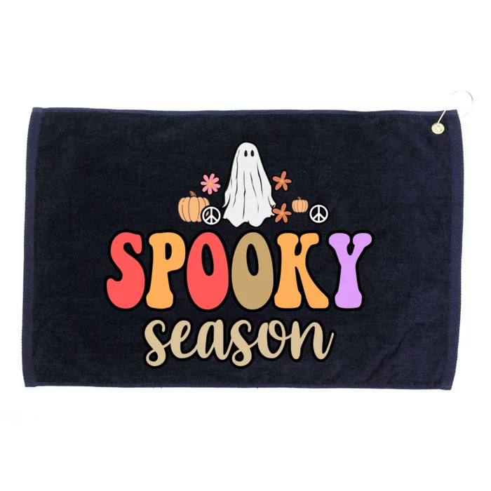 Spooky Season Floral Hippie Ghost Grommeted Golf Towel